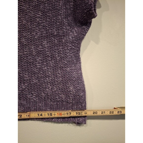 Vintage David Brett Knit Purple Cropped Short Sleeve Sweater | Size L - Picture 9 of 12